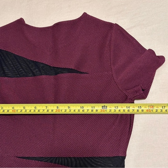 Express Mini Dress bandage size small/medium burgundy and black mesh cutouts - Picture 8 of 10